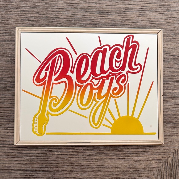 Vintage BEACH BOYS carnival mirror 80's RARE Framed 8"x10" Rock Memorabilia VTG - Picture 1 of 2